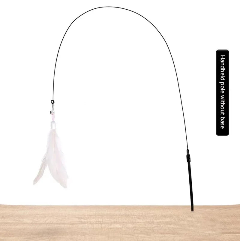 Cat Teaser Wand – Interactive Feather Toy with Bell & Suction Cup