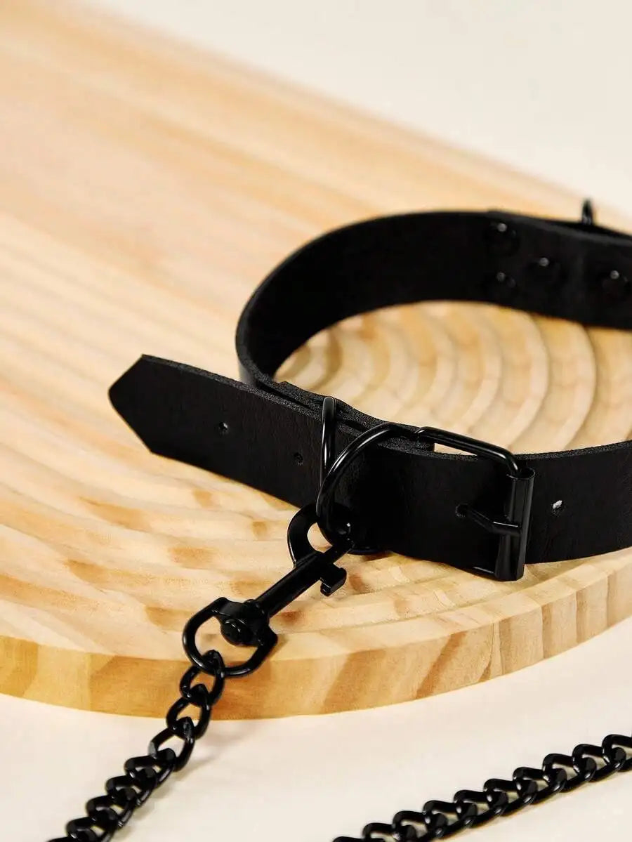 Personalized Dog Collar and Leash Set, Adjustable PU Pet Collar