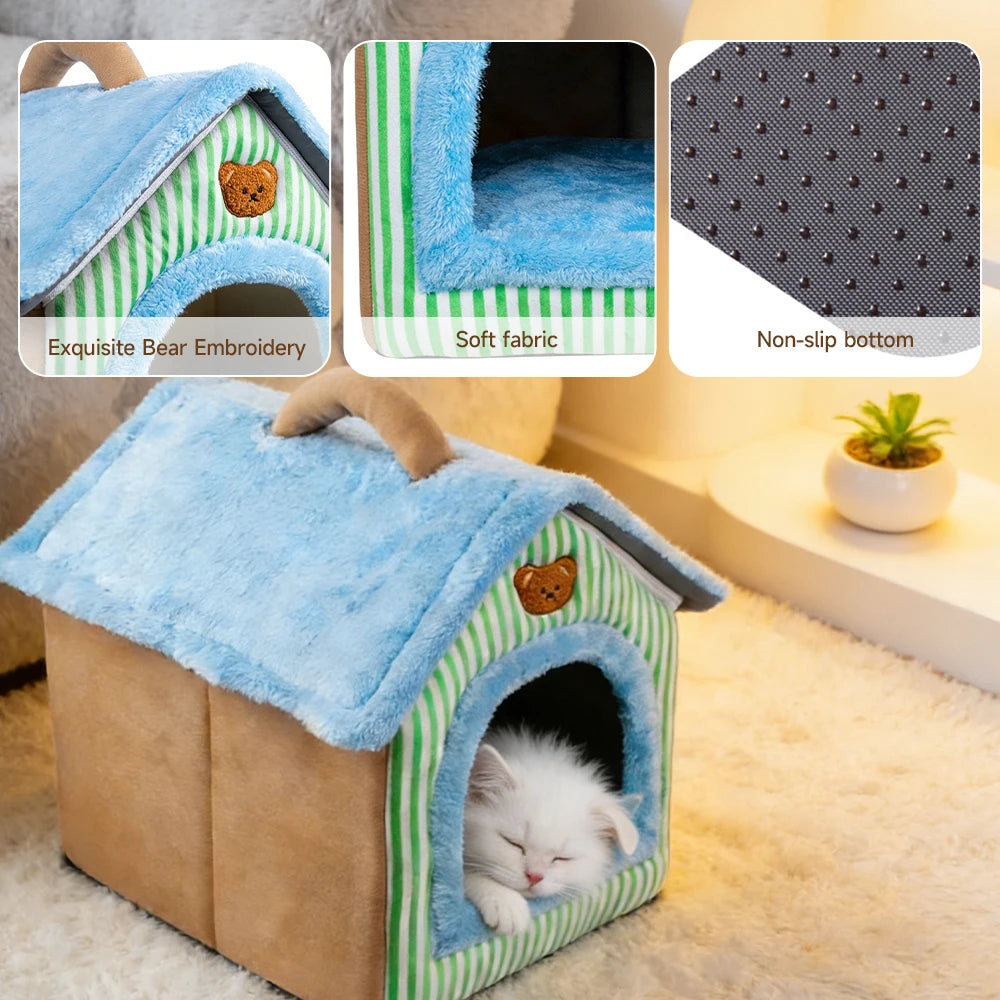 Foldable Cat House – Washable Cave Bed for Cats & Small Dogs