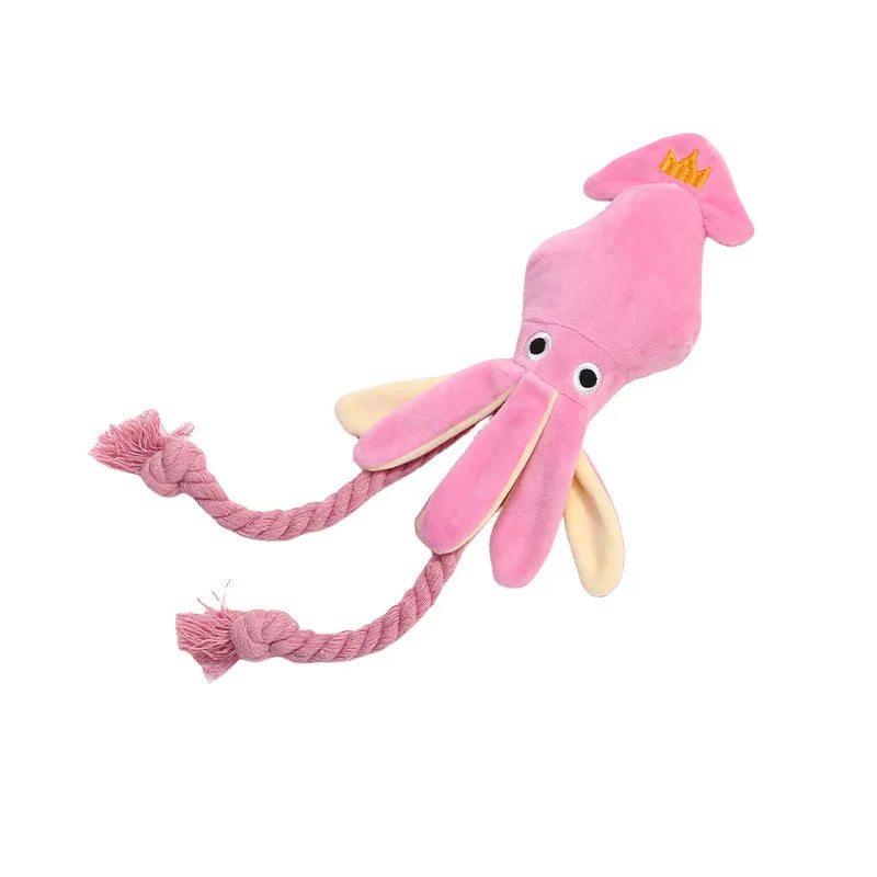 Plush Rope Dog Toy – Squeaky Octopus Tug & Chew Toy