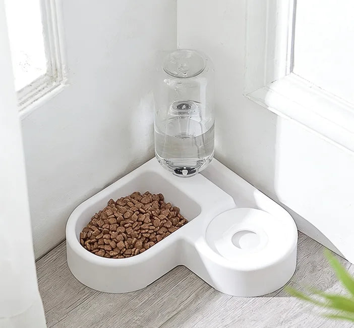 Automatic Pet Water Bowl – 500ml Dispenser with Food Bowl