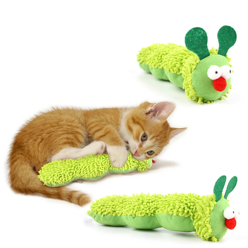 Cat Chew Toy – Catnip Silvervine Caterpillar Dental Toy for Kittens