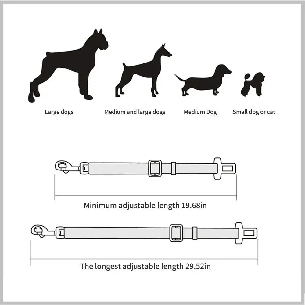 Dog Car Seat Belt – Adjustable Pet Safety Harness with Quick Release