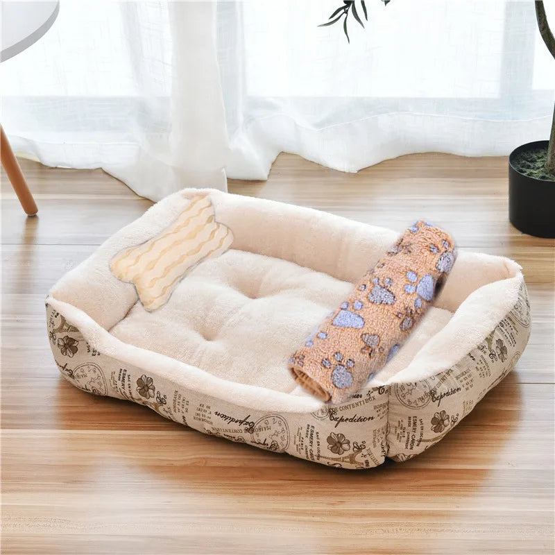 Large Dog Bed – Warm Square Pet Nest for Dogs & Cats