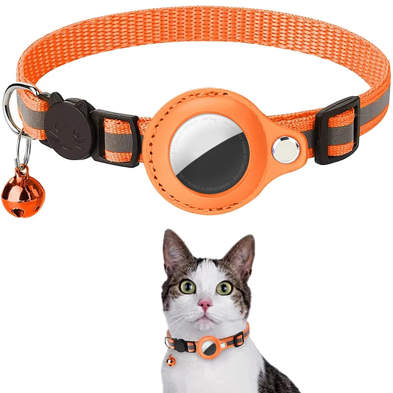 AirTag Cat Collar with Reflective Holder, Bell & Adjustable Fit