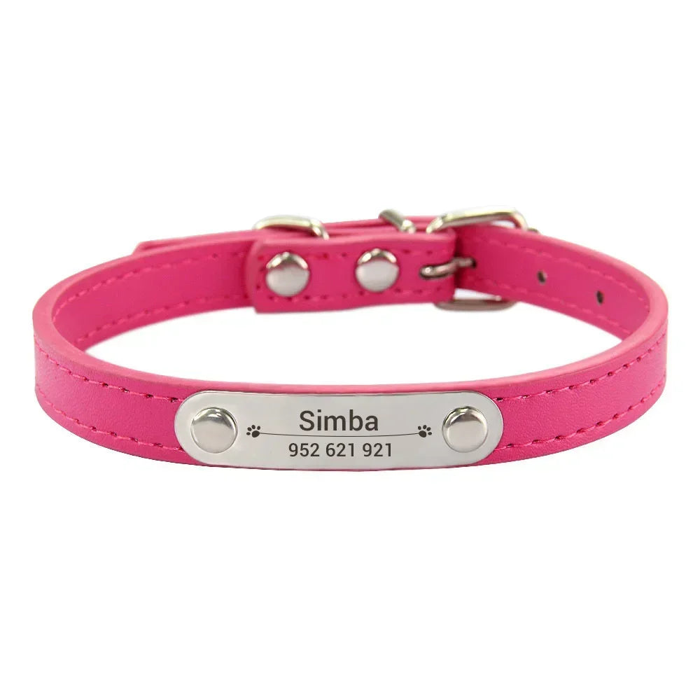 Personalized Dog Collar – Engraved Leather Pet ID Collar