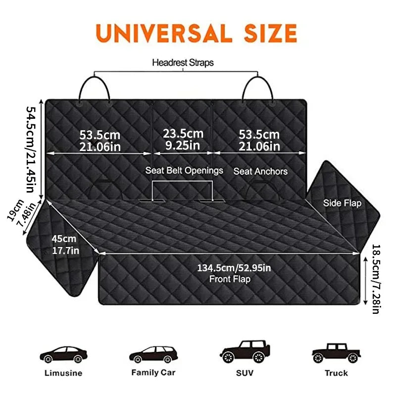 Waterproof Dog Car Seat Cover – Rear Seat Pet Mat