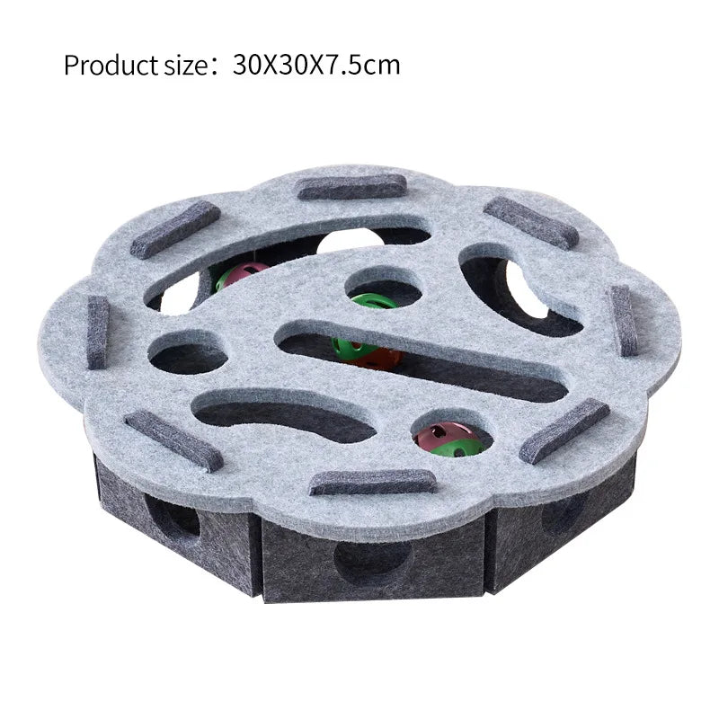 Cat Puzzle Toy Felt Maze Tunnel with Bell Ball for Indoor Play