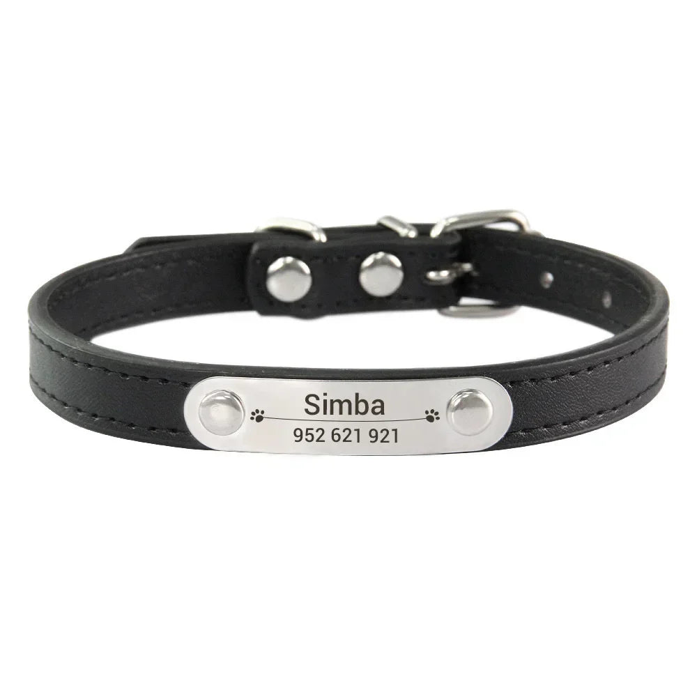 Personalized Dog Collar – Engraved Leather Pet ID Collar