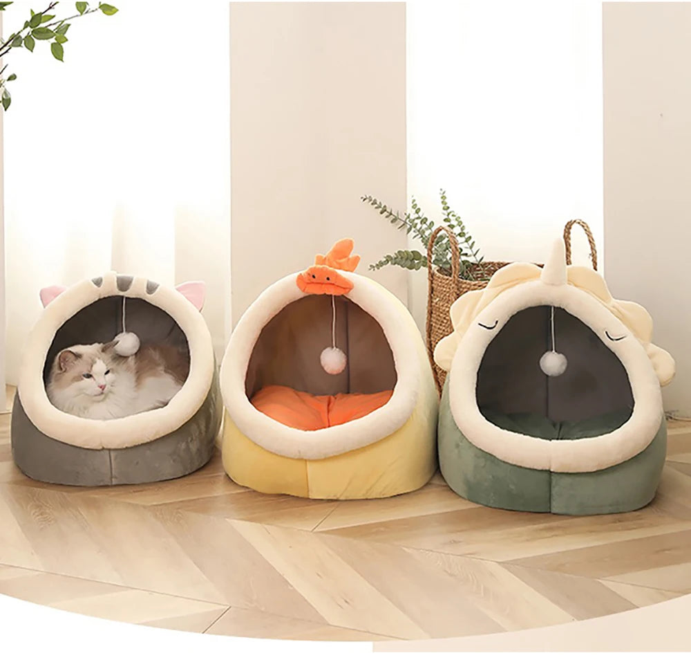 Enclosed Cat Bed, Foldable Washable Sleeping Cave for Small Pets