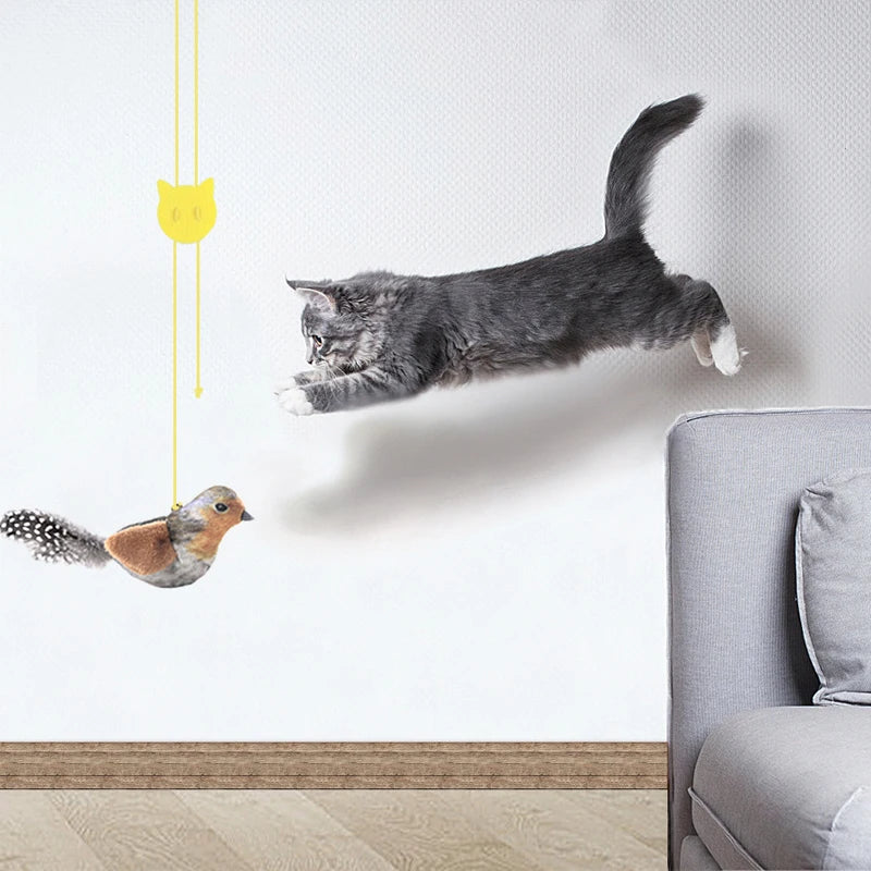 Lifelike Bird Cat Toy – Feather Plush Teaser for Kittens