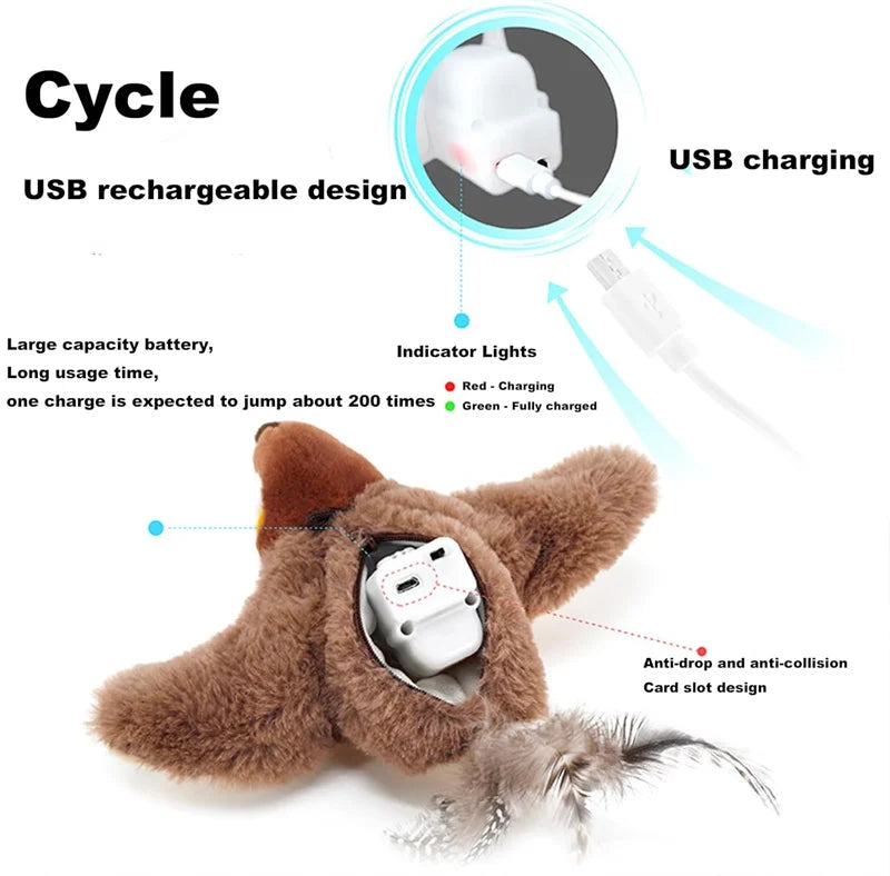 Interactive Flapping Bird Cat Toy – Rechargeable Catnip Plush