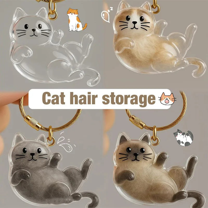 Cat Hair Memorial Keychain – Pet Fur Keepsake Storage Capsule