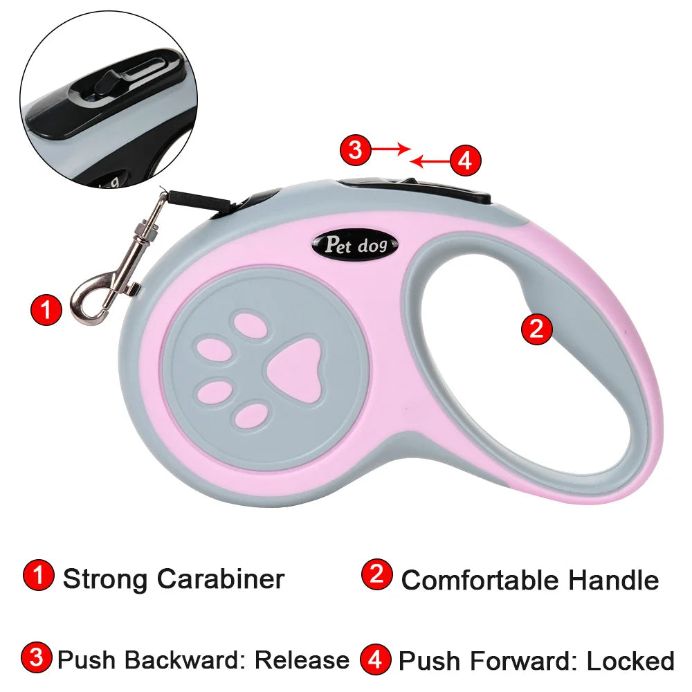 Retractable Dog Leash Nylon Automatic Extending 3M & 5M