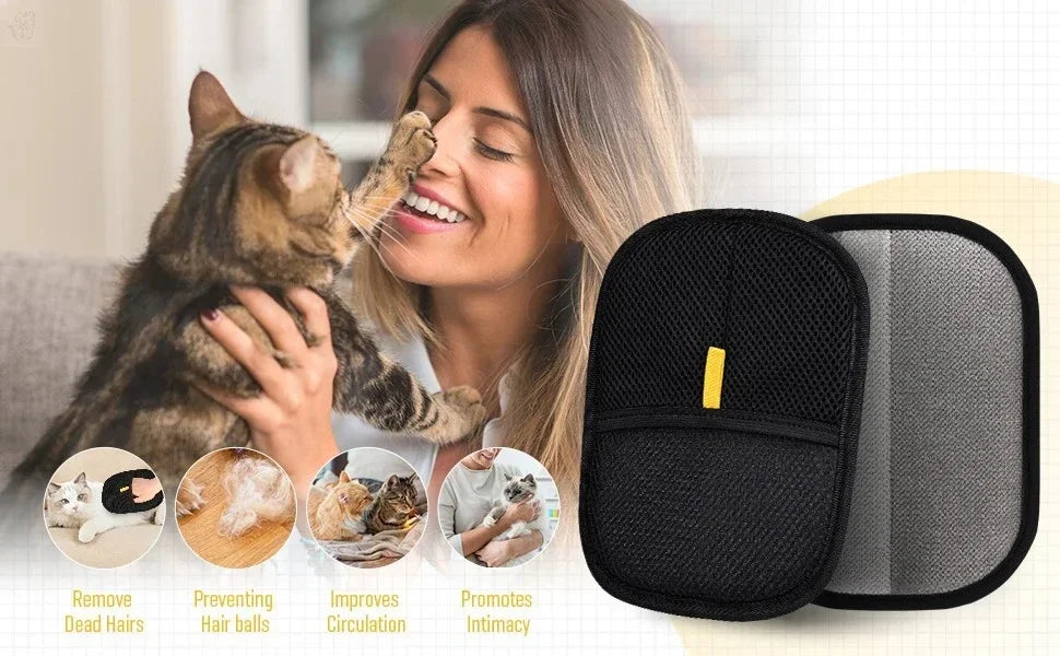 Pet Hair Removal Gloves, Reusable Grooming & Fur Cleaning Mitts