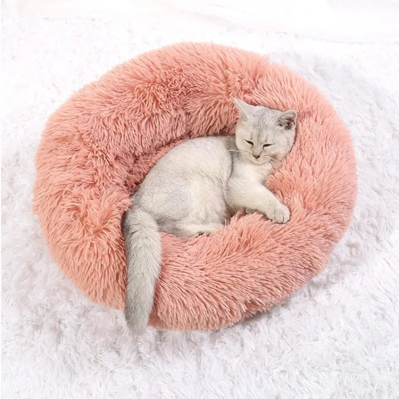 Plush Dog Bed Round Soft Calming Bed for Small Large Dogs & Cats
