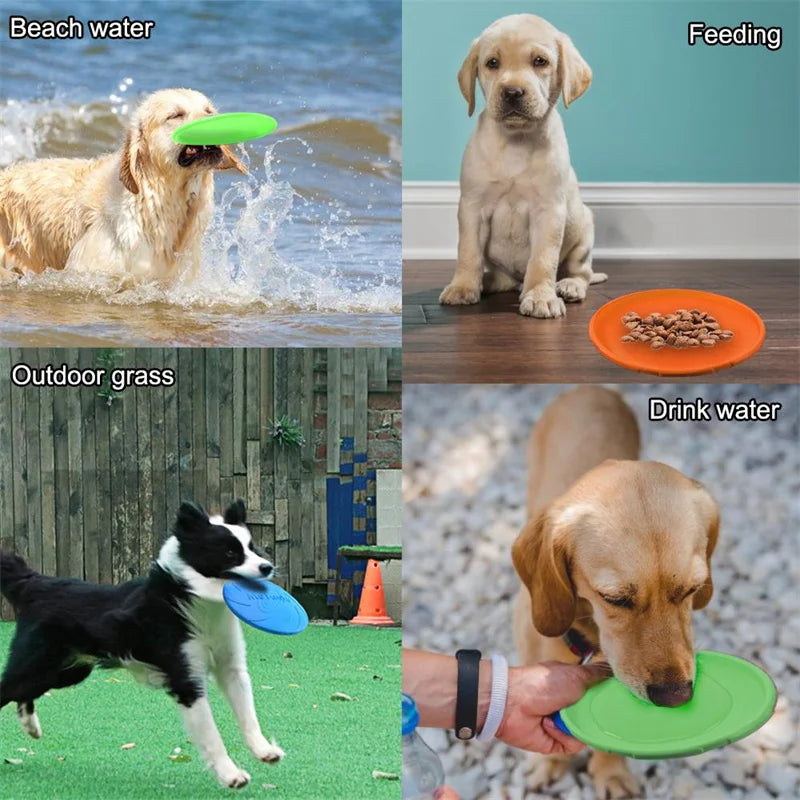 Flying Disc Dog Toy – Silicone Frisbee for Fetch & Training