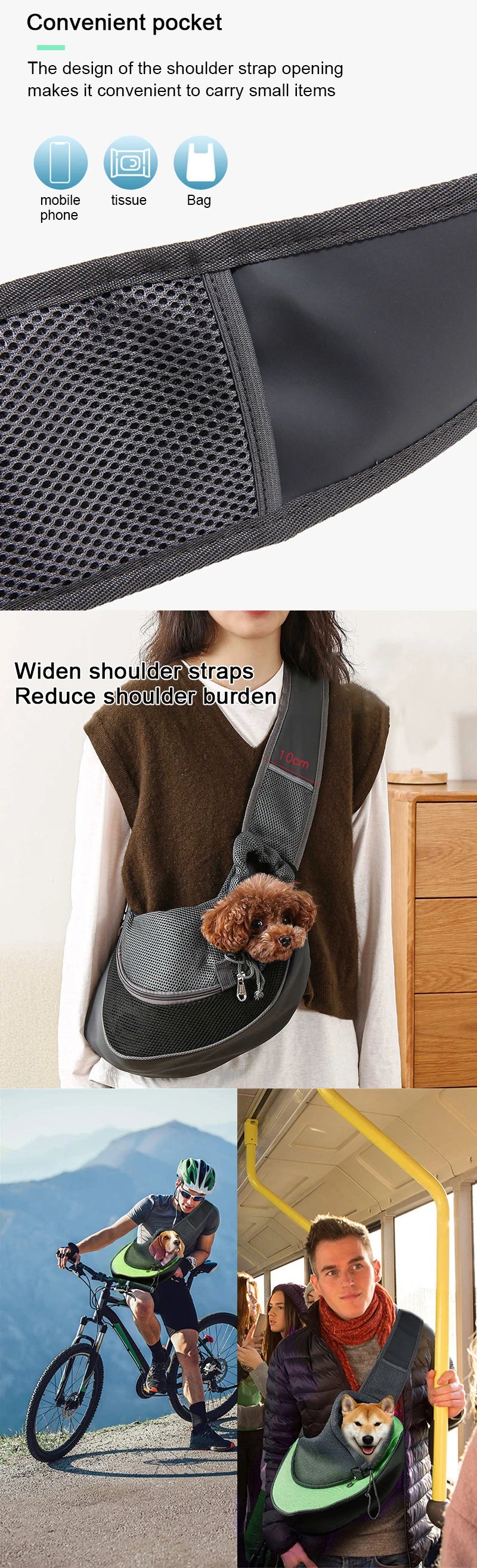 Pet Carrier Sling – Breathable Shoulder Bag for Small Dogs & Cats
