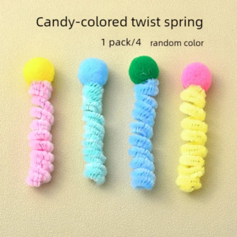 Cat Spring Toy – Colorful Interactive Plastic Cat Toy