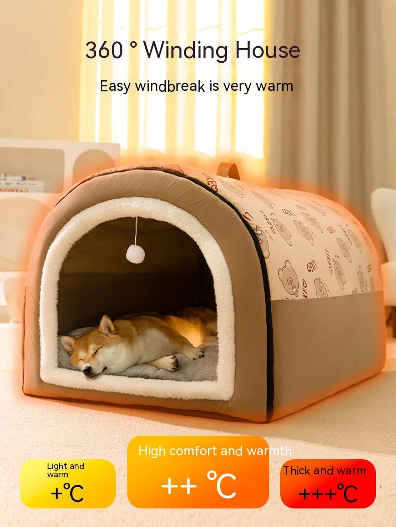 Large Dog House – Warm Washable Covered Bed for Dogs
