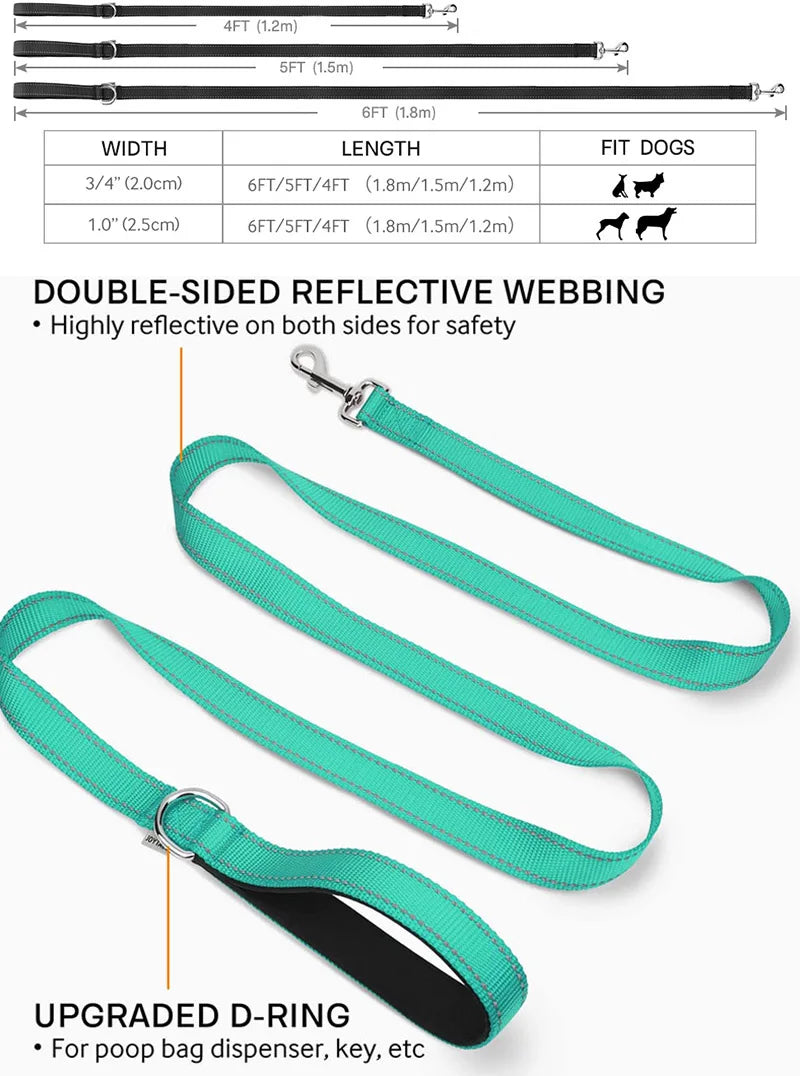 Reflective Dog Leash – Nylon Night Walking & Training Lead