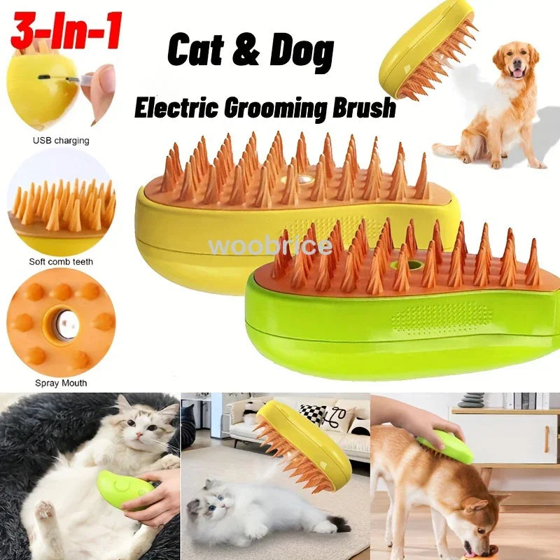 Cat Steam Brush 3-in-1 Pet Grooming Brush for Loose Hair & Tangles