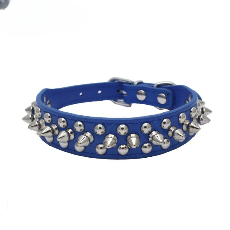 Leather Dog Collar Adjustable PU Neck Strap with Buckle