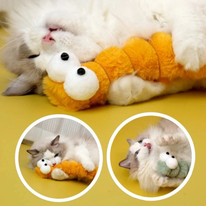 Plush Cat Chew Toy – Caterpillar Catnip Pillow for Cats
