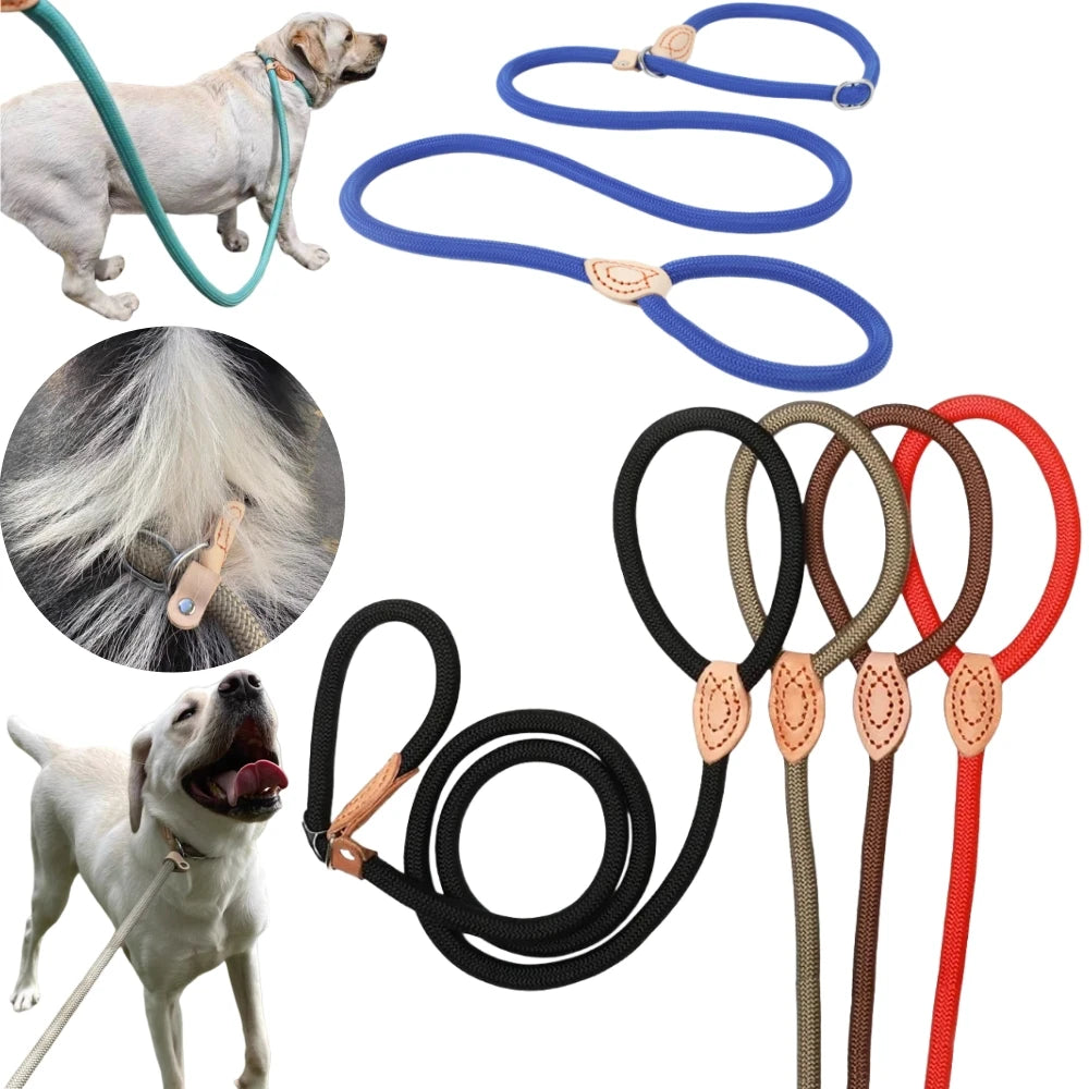 Slip Lead Dog Leash – Adjustable Braided Rope for Large Dogs