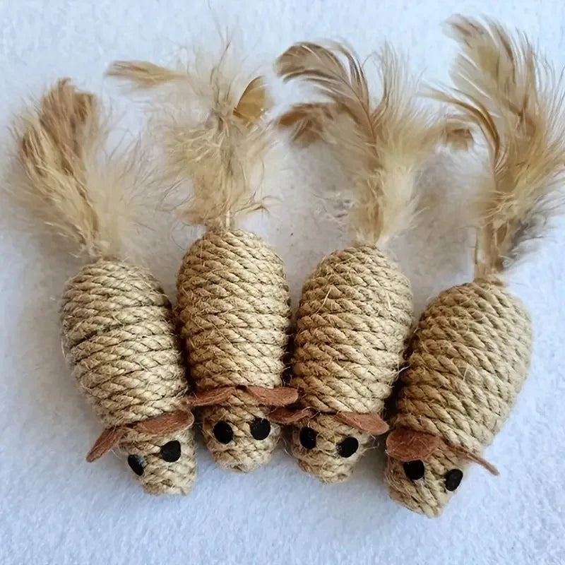 Sisal Mouse Cat Toy – Interactive Self-Play Toy for Kittens