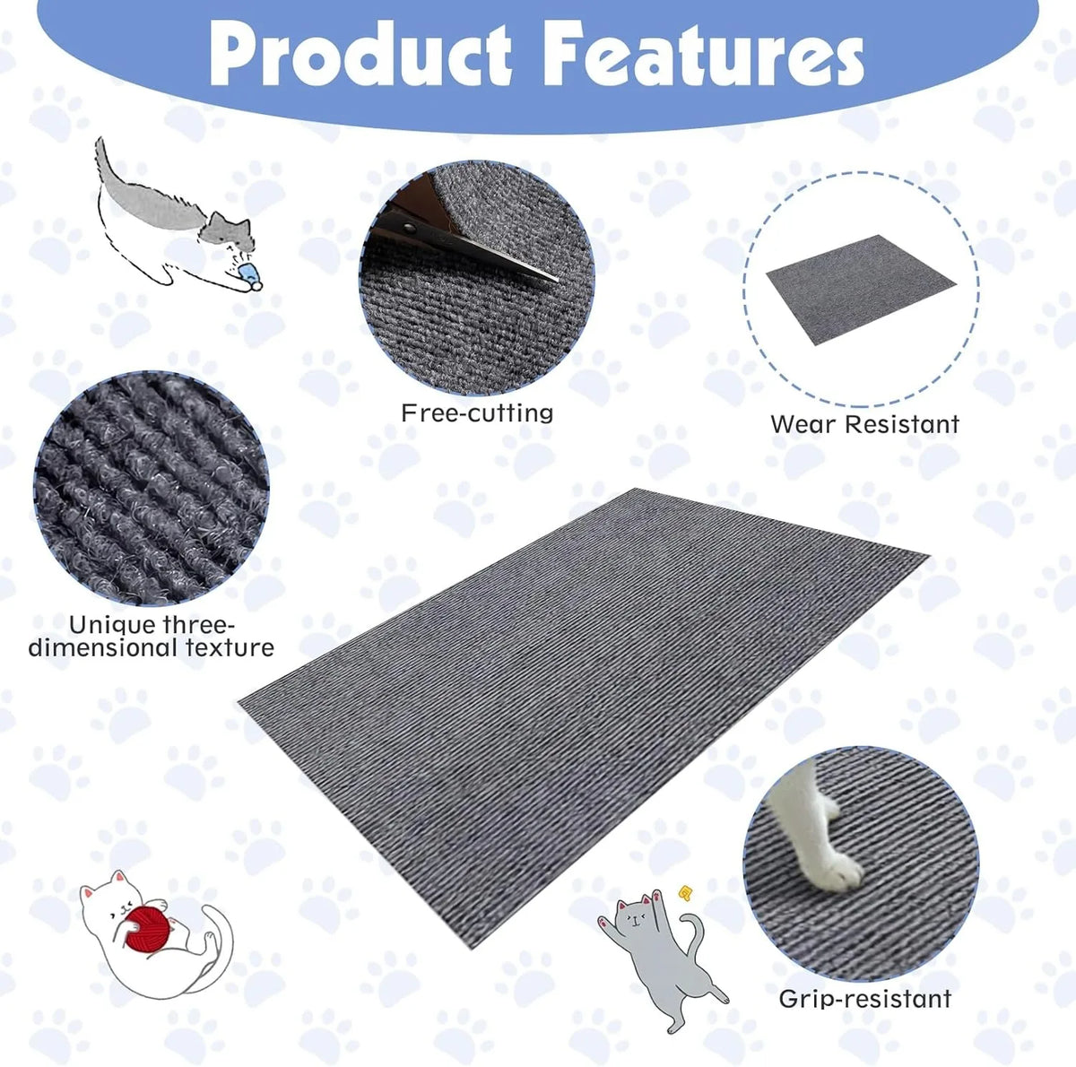 Cat Scratching Pad – Self-Adhesive Trimmable Mat for Furniture