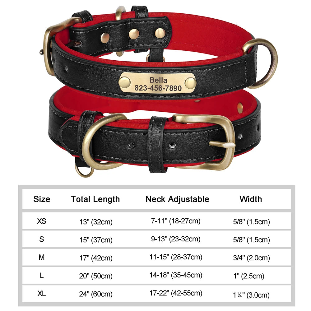 Personalized Dog Collar – Custom Engraved PU Leather ID Tag