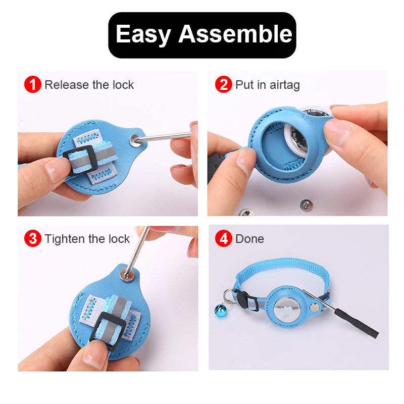 AirTag Cat Collar with Reflective Holder, Bell & Adjustable Fit