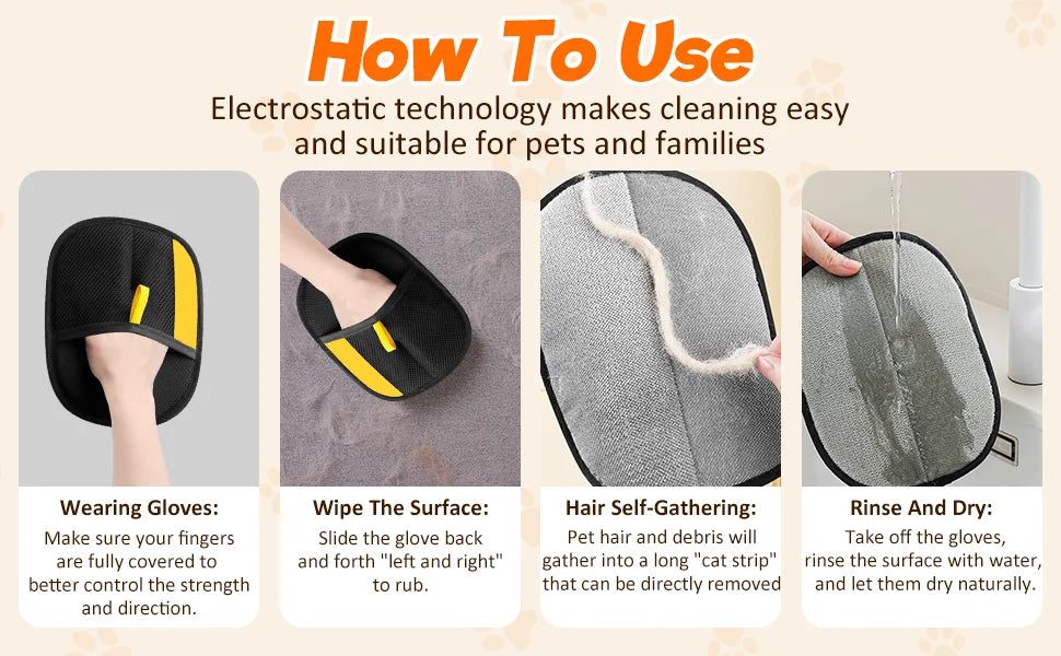 Pet Hair Remover Glove – Reusable Dog & Cat Grooming Tool