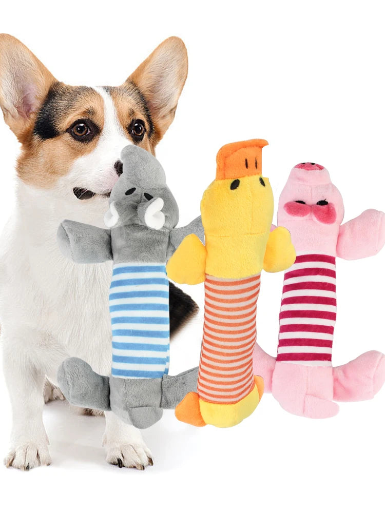 Squeaky Dog Toy Plush Elephant Duck Pig Interactive Toy