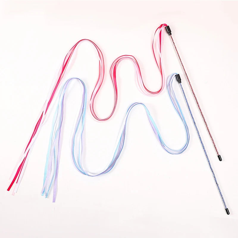 Cat Teaser Wand Long Ribbon Interactive Toy for Kittens