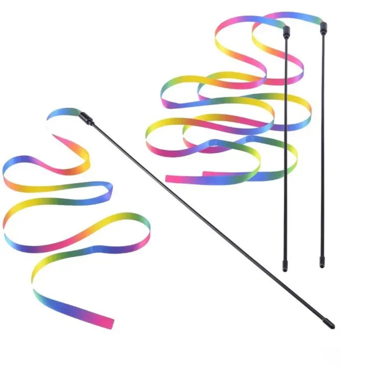 Cat Teaser Toy – Colorful Ribbon Wand for Cats & Kittens