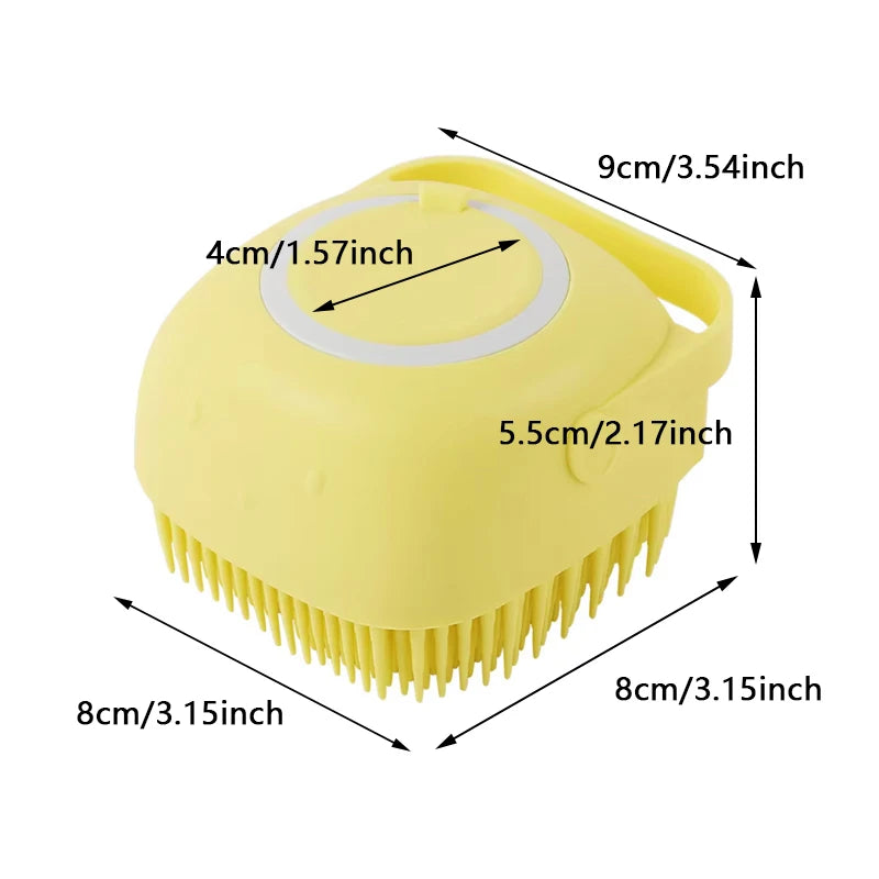 Dog Bathing Brush – Silicone Shampoo Dispenser & Massage Tool