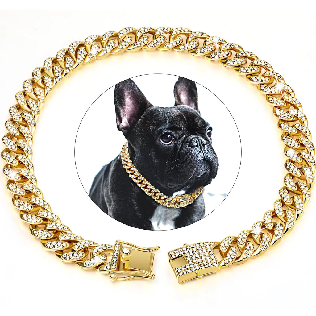 Cuban Link Dog Collar – Diamond Chain with Secure Buckle