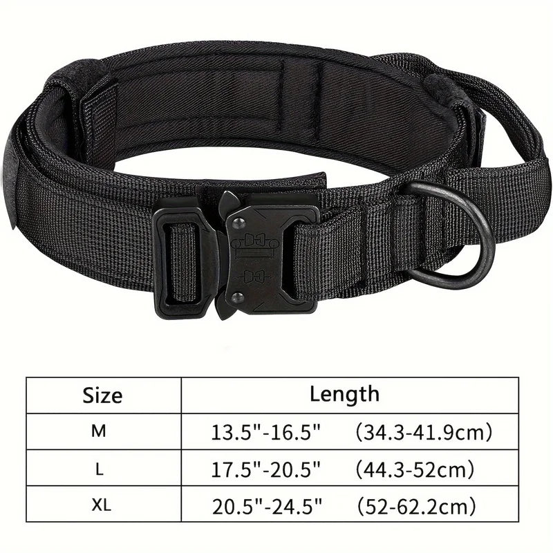 Tactical Dog Collar – Adjustable Nylon Training Collar with Handle