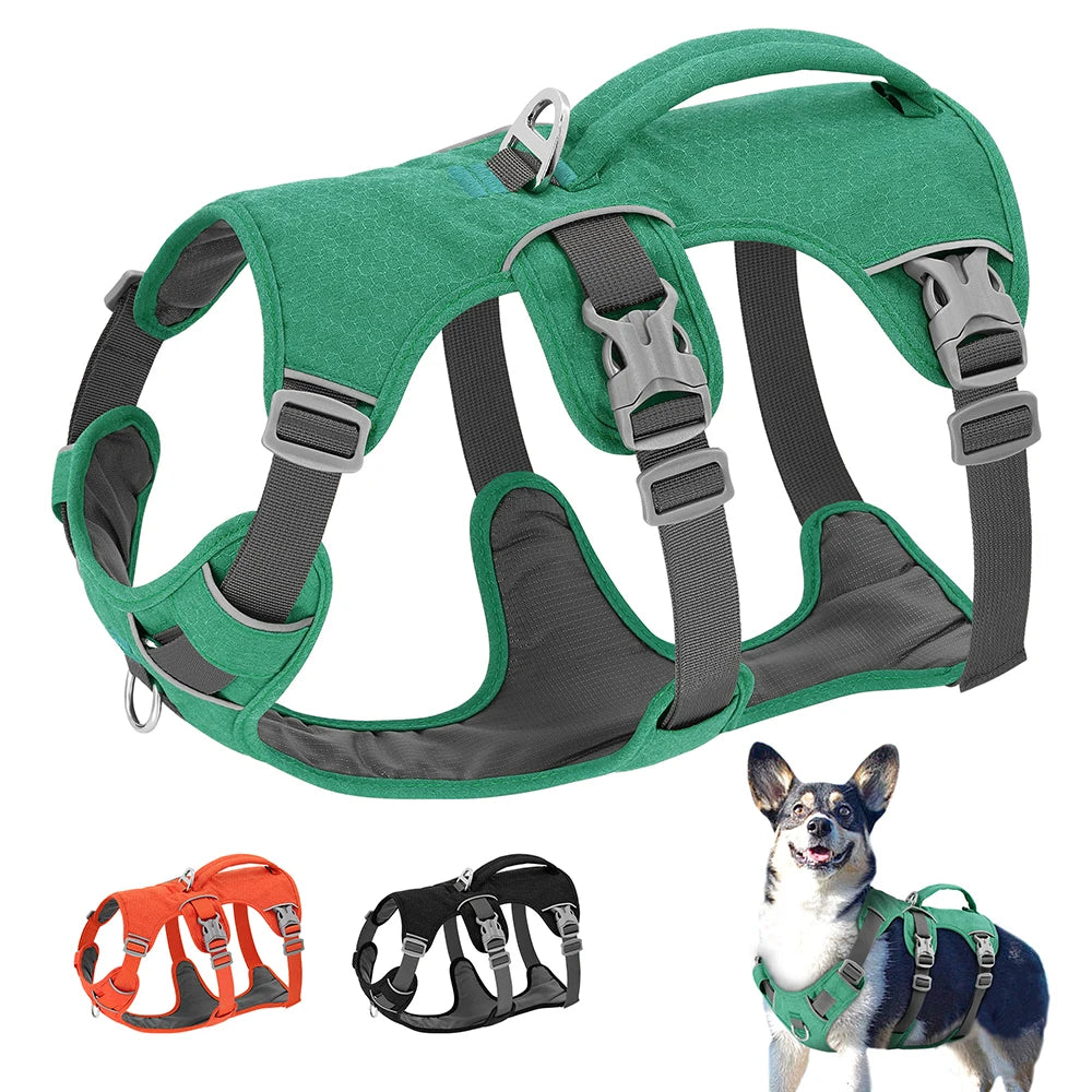 Reflective Dog Harness, Adjustable Nylon Vest with Handle