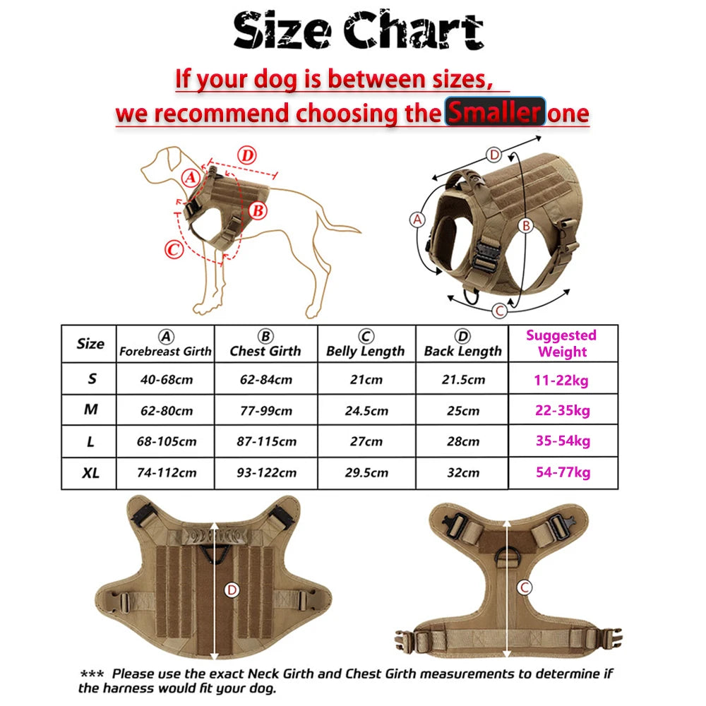 Tactical Dog Harness – Large Nylon Training Vest with Quick Release
