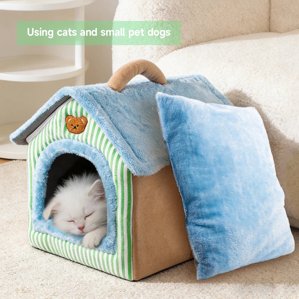 Foldable Cat House – Washable Cave Bed for Cats & Small Dogs
