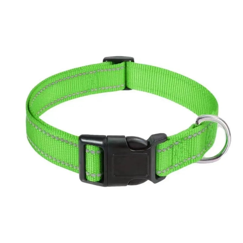 Reflective Dog Collar, Adjustable Nylon Safety Collar for Small & Medium Dogs