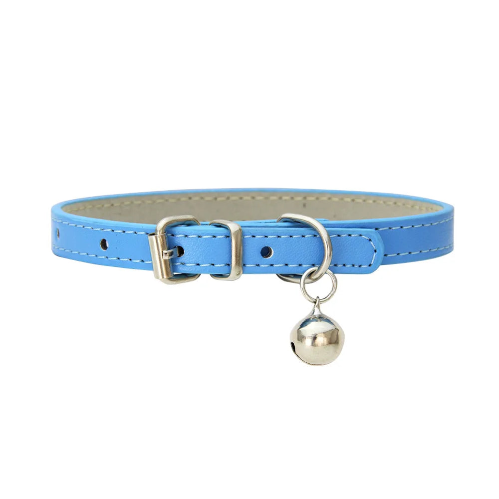 Cat Collar – Adjustable PU Leather Padded Collar with Metal Buckle