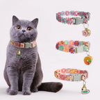Cat Collar with Bell, Embroidered Breakaway Collar for Kittens