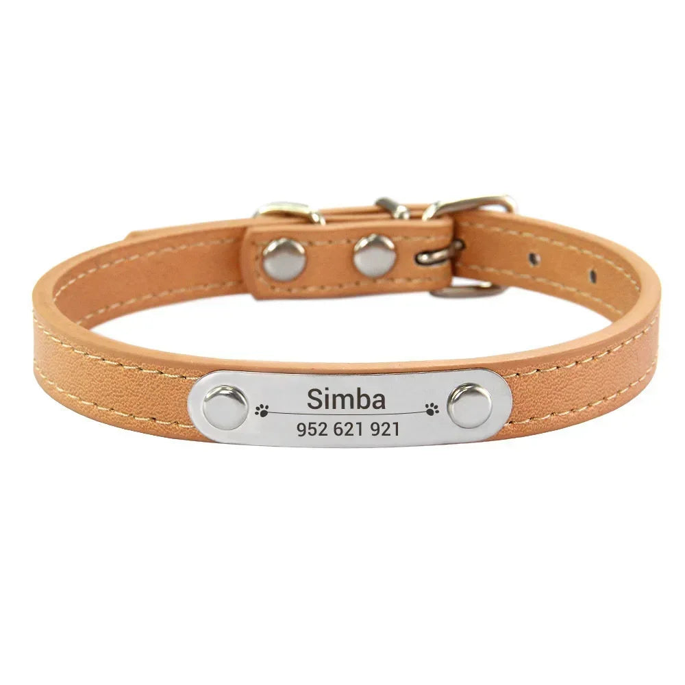 Personalized Dog Collar – Engraved Leather Pet ID Collar