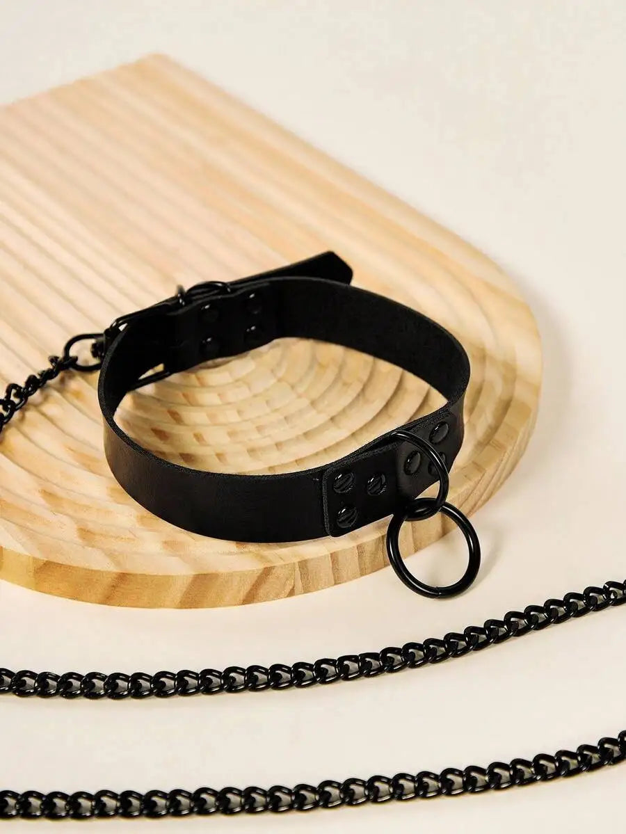 Personalized Dog Collar and Leash Set, Adjustable PU Pet Collar