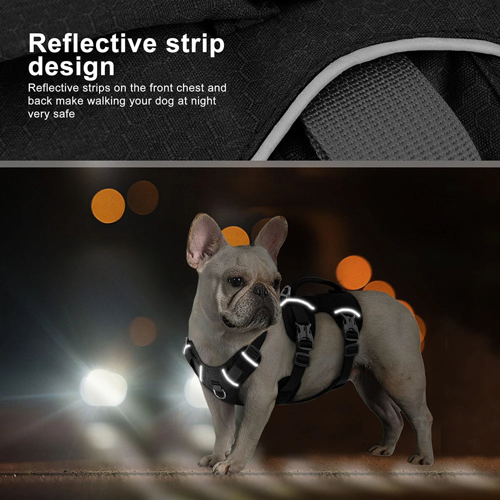 Reflective Dog Harness, Adjustable Nylon Vest with Handle