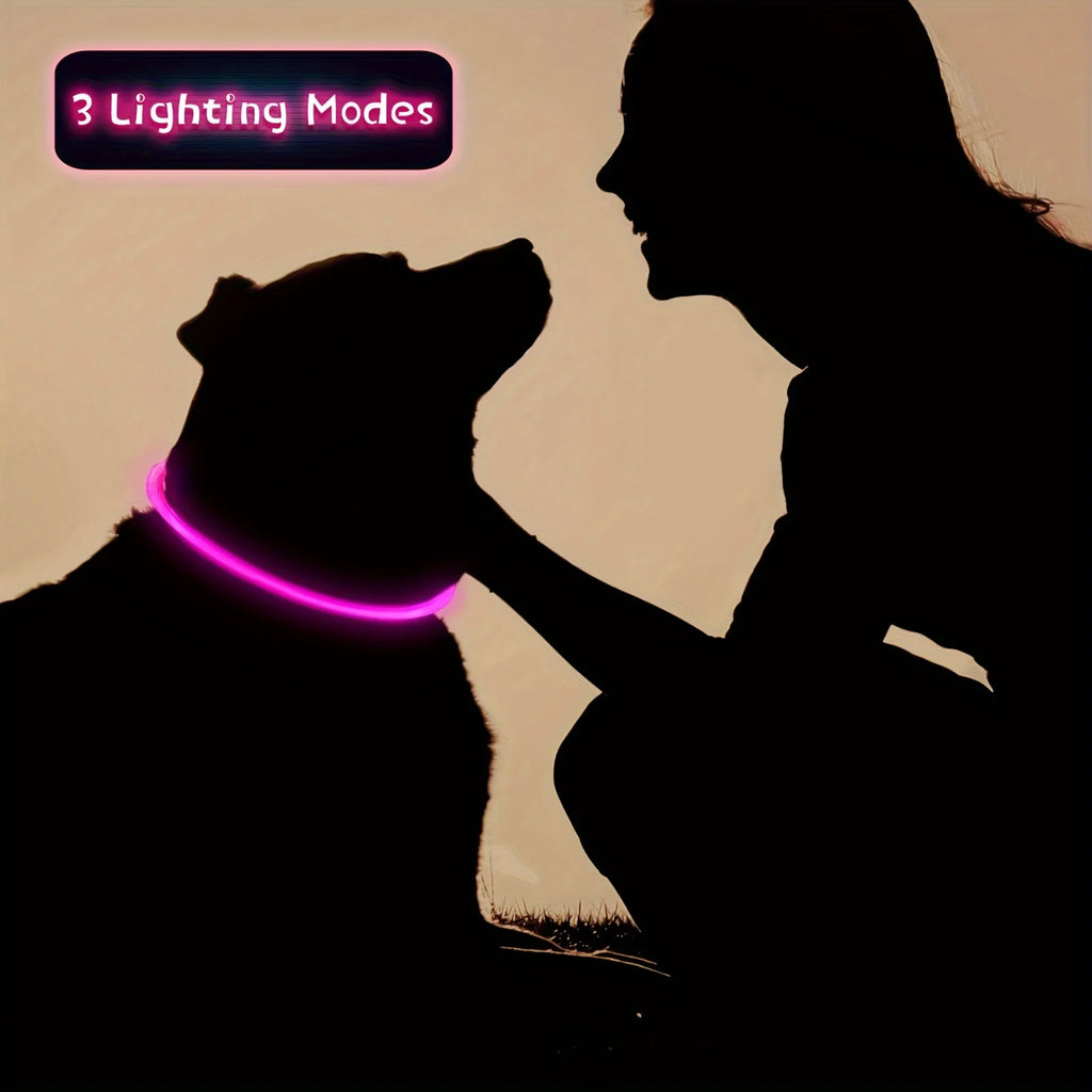 LED Dog Collar – USB Rechargeable Light-Up Reflective Collar